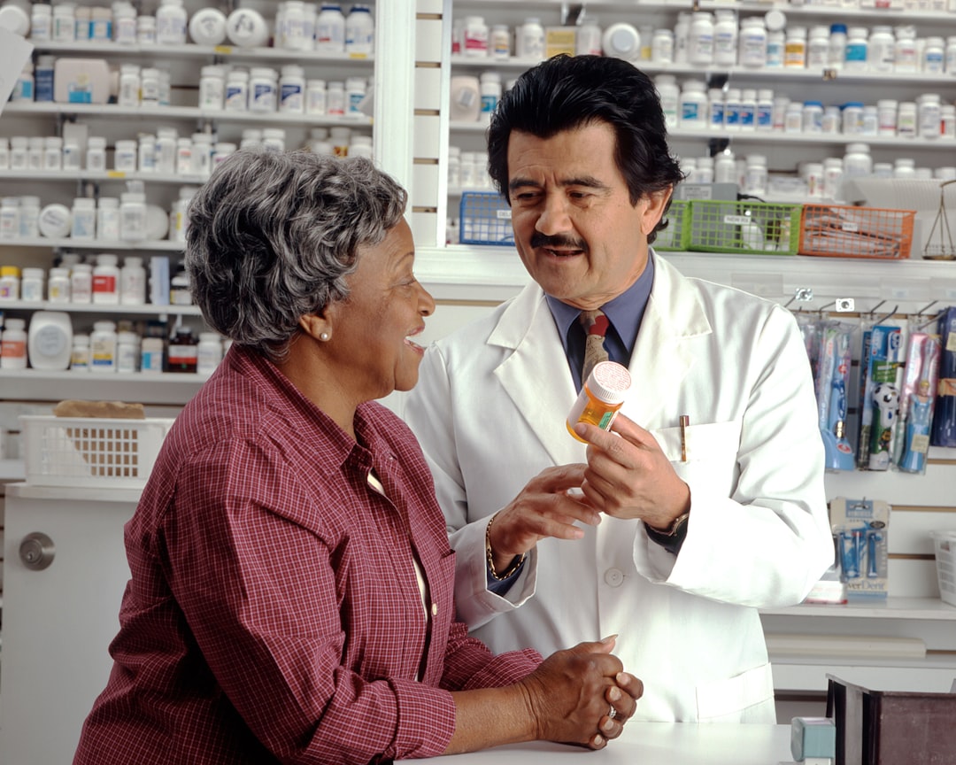 Pharmacy customer service representative providing emergency consultation